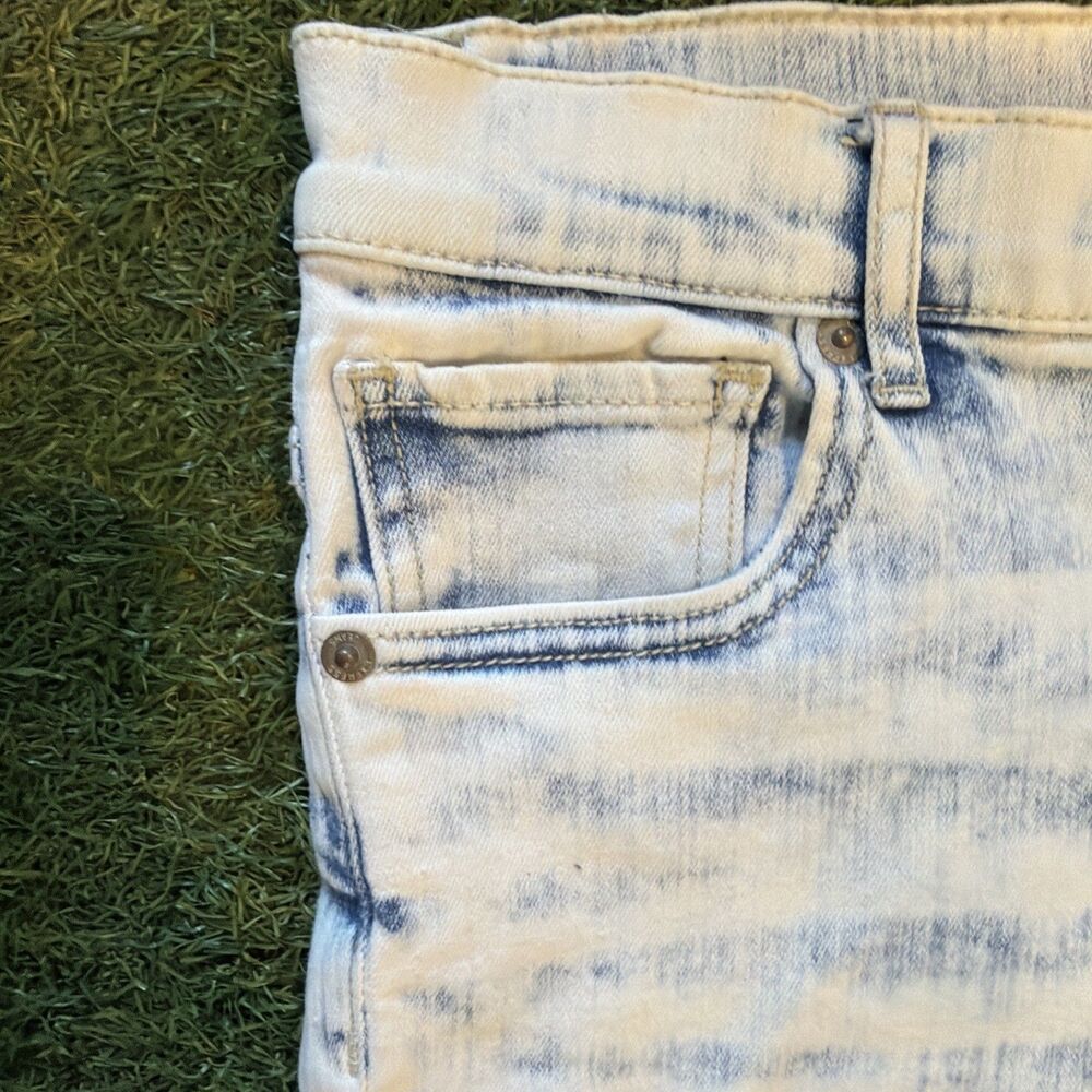 Express Womens Straight Leg High Rise Acid Wash Blue White Jeans 8 - Picture 7 of 11